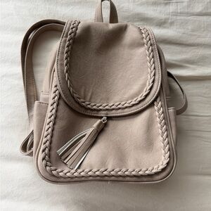 Chic Beige Backpack with Braided Accents